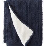 Bedding Classic Navy H8XZ2532 Fisherman Cabled Fleece Throw Unisex L.L.Bean
