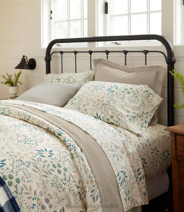 Bedding White/Floral H8XZ4341 280-Thread-Count Pima Cotton Percale Sheet Set Print Unisex L.L.Bean - Image 4