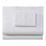 Bedding White H8XZ6329 Organic Cotton Percale Sheet Collection Unisex L.L.Bean