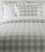 Bedding White/Vapor Gray H8XZ2730 280-Thread-Count Pima Percale Comforter Cover Collection Check Unisex L.L.Bean