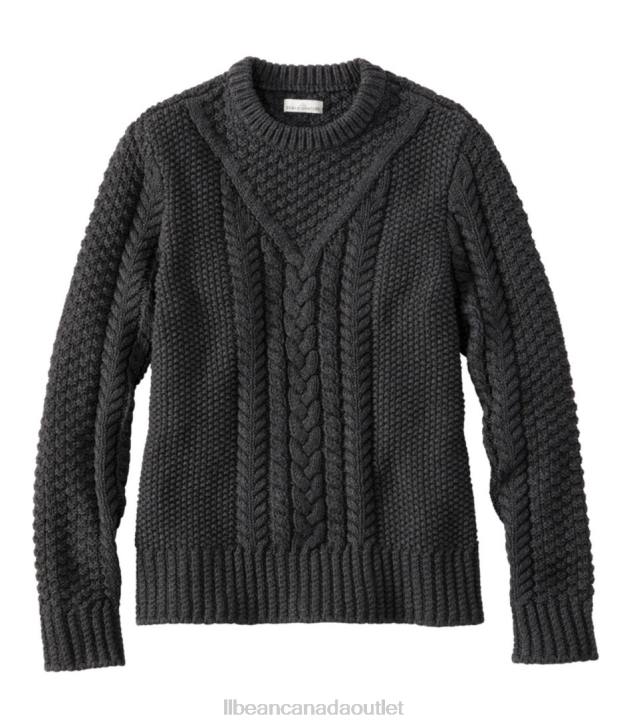 Clothing Charcoal Heather H8XZ3474 Signature Cotton Fisherman Sweater Women L.L.Bean - Image 1