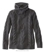 Clothing Charcoal Heather H8XZ4920 Mixed-Cable Sweater Women L.L.Bean x Double L
