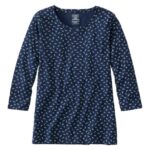 Clothing Classic Navy Ditsy Floral H8XZ4723 Pima Cotton Shaped Jewelneck Tee Women L.L.Bean