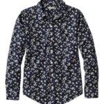 Clothing Classic Navy Wild Daisies H8XZ6438 Wrinkle-Free Pinpoint Oxford Shirt Women L.L.Bean