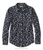 Clothing Classic Navy Wild Daisies H8XZ6438 Wrinkle-Free Pinpoint Oxford Shirt Women L.L.Bean