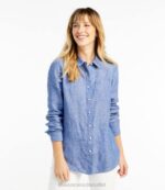 Clothing Cool Blue H8XZ2982 Premium Washable Linen Shirt Women L.L.Bean - Image 2
