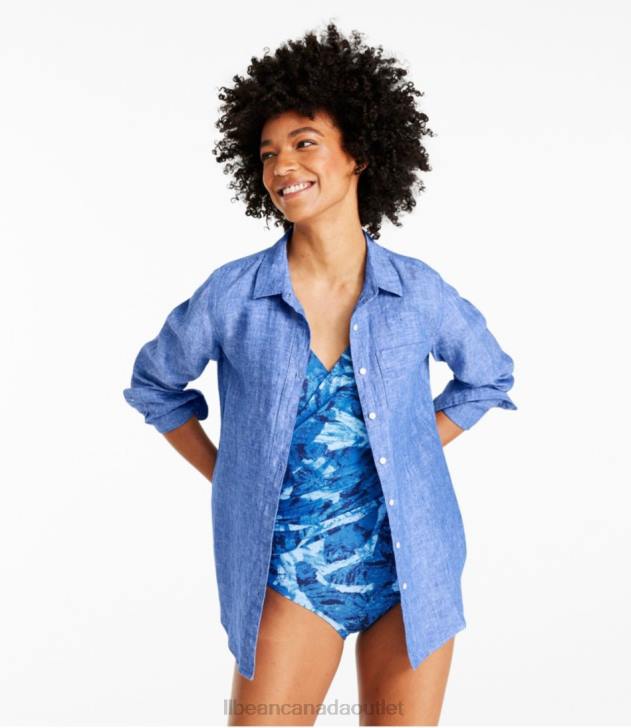 Clothing Cool Blue H8XZ2982 Premium Washable Linen Shirt Women L.L.Bean - Image 4