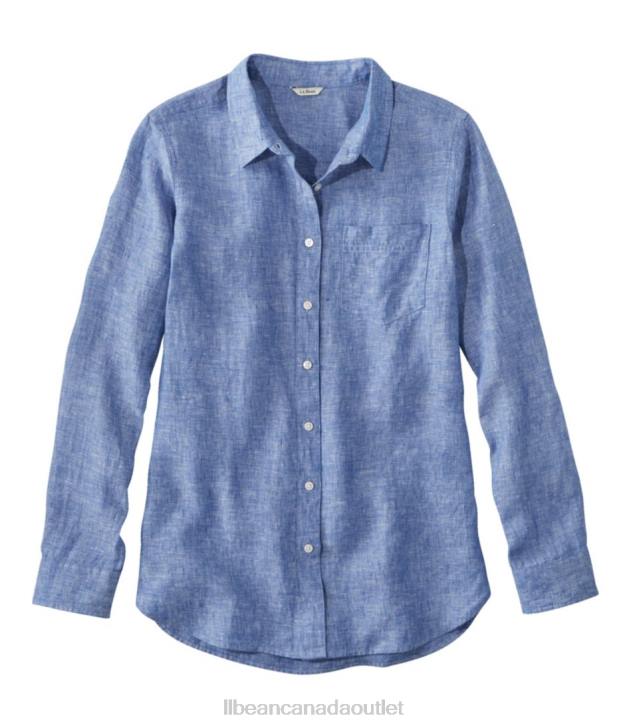 Clothing Cool Blue H8XZ2982 Premium Washable Linen Shirt Women L.L.Bean - Image 1
