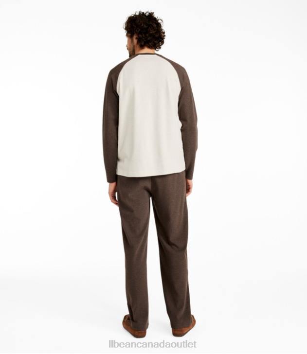 Clothing Darkest Brown/Oatmeal Heather H8XZ161 Cotton Knit Pajamas Men L.L.Bean - Image 3
