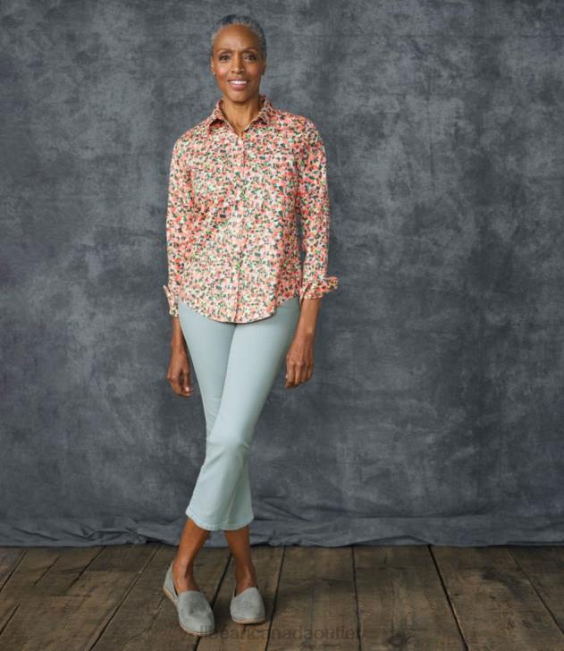 Clothing Deep Wine Abstract Floral H8XZ4622 Wrinkle-Free Pinpoint Oxford Shirt Women L.L.Bean - Image 4