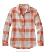 Clothing Faded Orange H8XZ3069 Soft-Brushed Flannel Shirt Women L.L.Bean