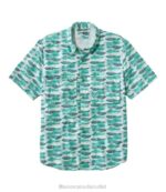Clothing Fair Aqua Fish Print H8XZ3251 Tropicwear Shirt Men L.L.Bean