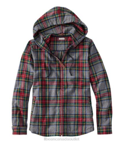 Clothing Gray Stewart Tartan H8XZ6881 Scotch Plaid Flannel Shirt Women L.L.Bean