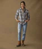 Clothing Indigo Tartan H8XZ2996 Scotch Plaid Flannel Shirt Women L.L.Bean - Image 5