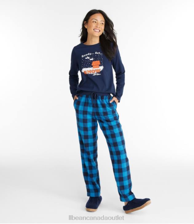 Clothing Marine Blue Buffalo H8XZ791 x Peanuts Camp PJ Set Women L.L.Bean - Image 2