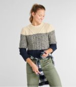 Clothing Mariner Blue Colorblock H8XZ610 Signature Cotton Fisherman Sweater Women L.L.Bean - Image 2