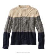 Clothing Mariner Blue Colorblock H8XZ610 Signature Cotton Fisherman Sweater Women L.L.Bean