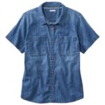 Clothing Medium Indigo H8XZ3490 Heritage Washed Lightweight Denim Shirt Women L.L.Bean