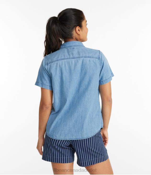 Clothing Medium Indigo H8XZ3490 Heritage Washed Lightweight Denim Shirt Women L.L.Bean - Image 3