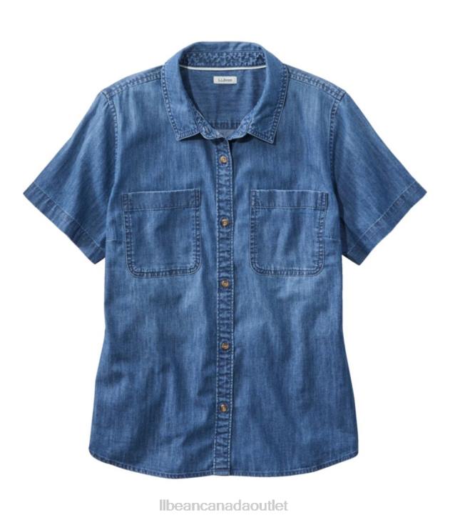 clothing_medium_indigo_h8xz3490_heritage_washed_lightweight_denim_shirt_women_l_l_bean.jpg Clothing Medium Indigo H8XZ3490 Heritage Washed Lightweight Denim Shirt Women L.L.Bean - Image 1