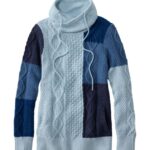 Clothing Moonlight Blue Colorblock H8XZ3455 Signature Cotton Funnelneck Sweater Women L.L.Bean