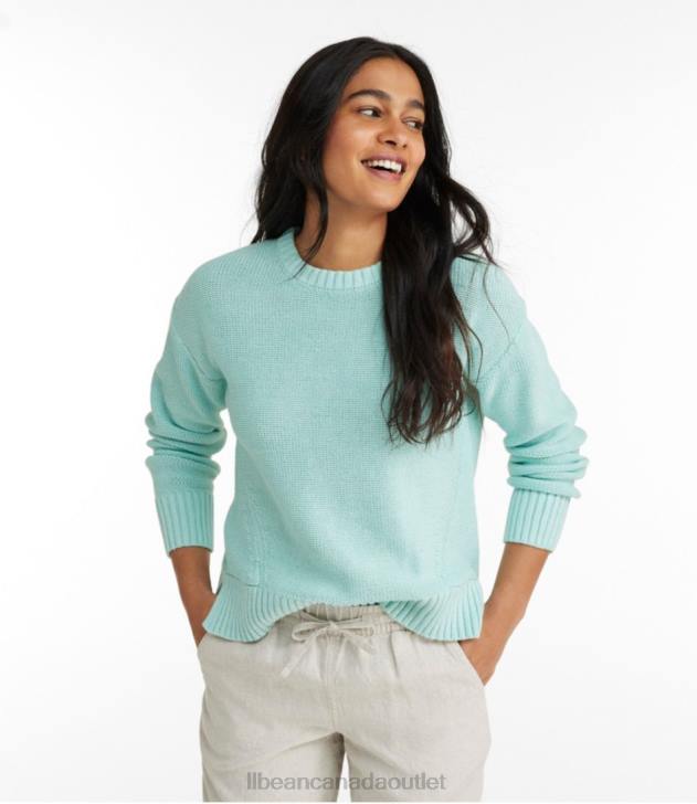 Clothing Pale Turquoise H8XZ4817 Linen/Cotton Pullover Sweater Women L.L.Bean - Image 2