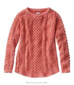 Clothing Pink Grapefruit Washed H8XZ586 Signature Cotton Fisherman Tunic Sweater Women L.L.Bean