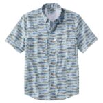 Clothing Soft Blue Fish Print H8XZ368 Tropicwear Shirt Men L.L.Bean