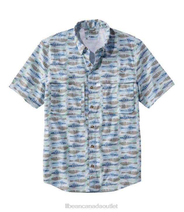 clothing_soft_blue_fish_print_h8xz368_tropicwear_shirt_men_l_l_bean.jpg Clothing Soft Blue Fish Print H8XZ368 Tropicwear Shirt Men L.L.Bean - Image 1