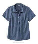 Clothing Soft Indigo Stripe H8XZ2960 Vacationland Seersucker Shirt Women L.L.Bean