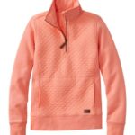 Clothing Warm Coral H8XZ4602 Quilted Quarter-Zip Pullover Women L.L.Bean