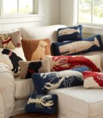Home Decor Navy H8XZ2756 Wool Hooked Throw PillowWhite Lobster Unisex L.L.Bean - Image 3