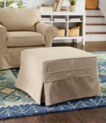 Indoor Furniture Khaki H8XZ2908 Pine Point Slipcovered Ottoman Performance Linen Unisex L.L.Bean - Image 2