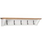 Indoor Furniture Paperwhite H8XZ2883 Painted Farmhouse Wall Shelf With Hooks Wood Top Unisex L.L.Bean