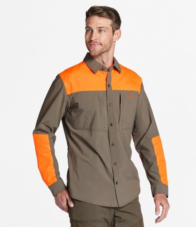Outdoor Equipment Ash/Hunter Orange H8XZ1599 Technical Stretch Upland Shirt with No Fly Zone Men L.L.Bean - Image 2