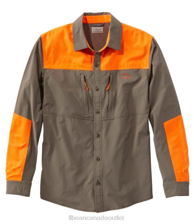 Outdoor Equipment Ash/Hunter Orange H8XZ1599 Technical Stretch Upland Shirt with No Fly Zone Men L.L.Bean - Image 1