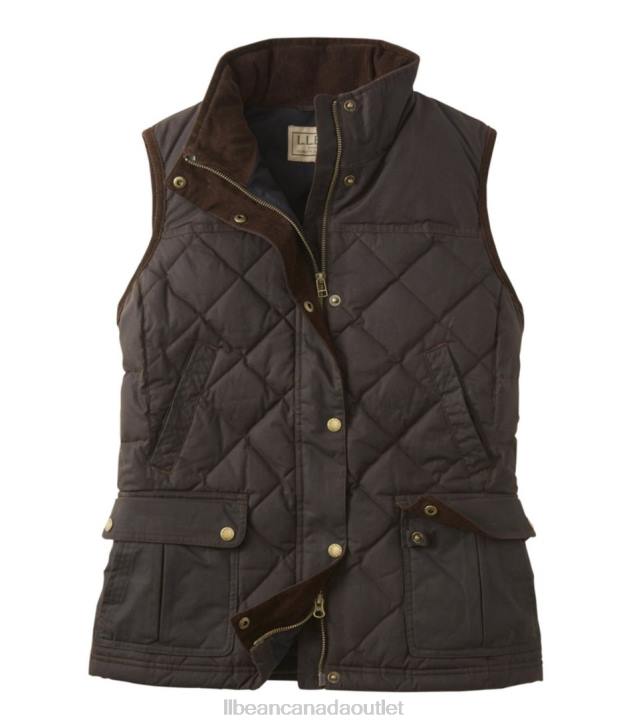 Outdoor Equipment Coffee Bean H8XZ3679 Upcountry Waxed Cotton Down Vest Women L.L.Bean - Image 1