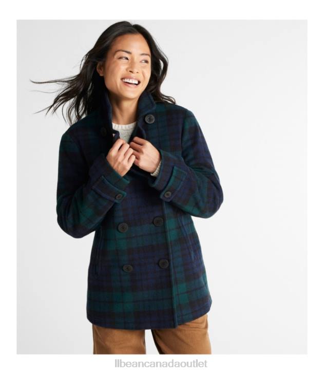 Outerwear Black Watch Tartan H8XZ939 Classic Lambswool Peacoat Women L.L.Bean - Image 2