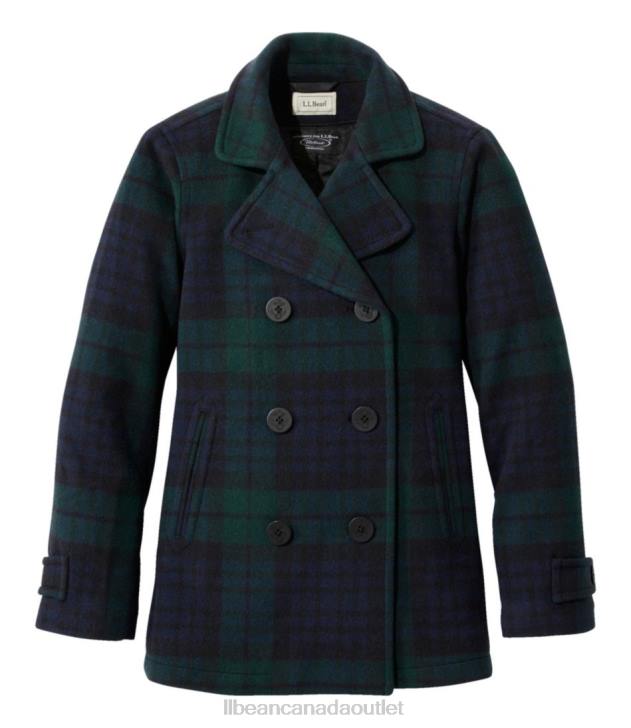 outerwear_black_watch_tartan_h8xz939_classic_lambswool_peacoat_women_l_l_bean.jpg Outerwear Black Watch Tartan H8XZ939 Classic Lambswool Peacoat Women L.L.Bean - Image 1