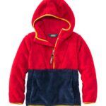Outerwear Dark Red/Bright Navy H8XZ4986 Hi-Pile Fleece Hooded Pullover Kids L.L.Bean