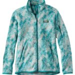 Outerwear Teal Blue Fracture H8XZ552 Sweater Fleece Full-Zip Jacket Women L.L.Bean